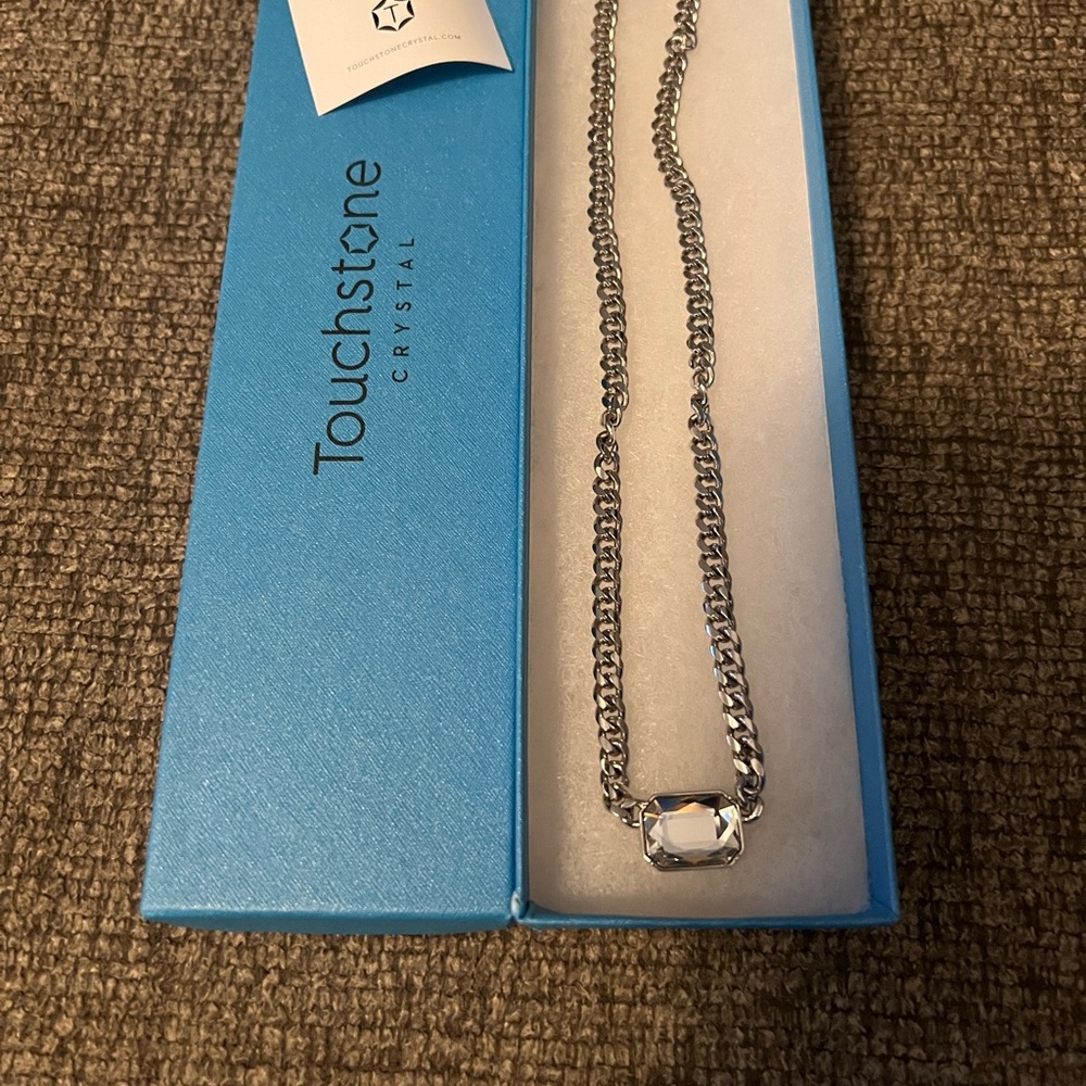 Touchstone Crystal Silver Necklace with Elegant Design